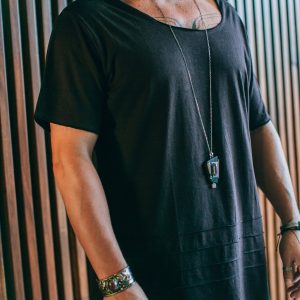 Asymmetric Bamboo Tshirt: Deep Vneck Festival Top