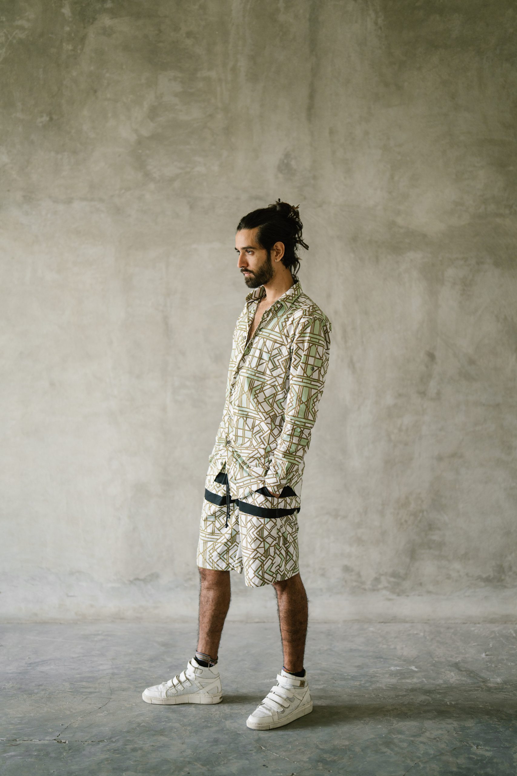 Men's Organic Cotton Geometric Shirt: Bohemian Festival Style