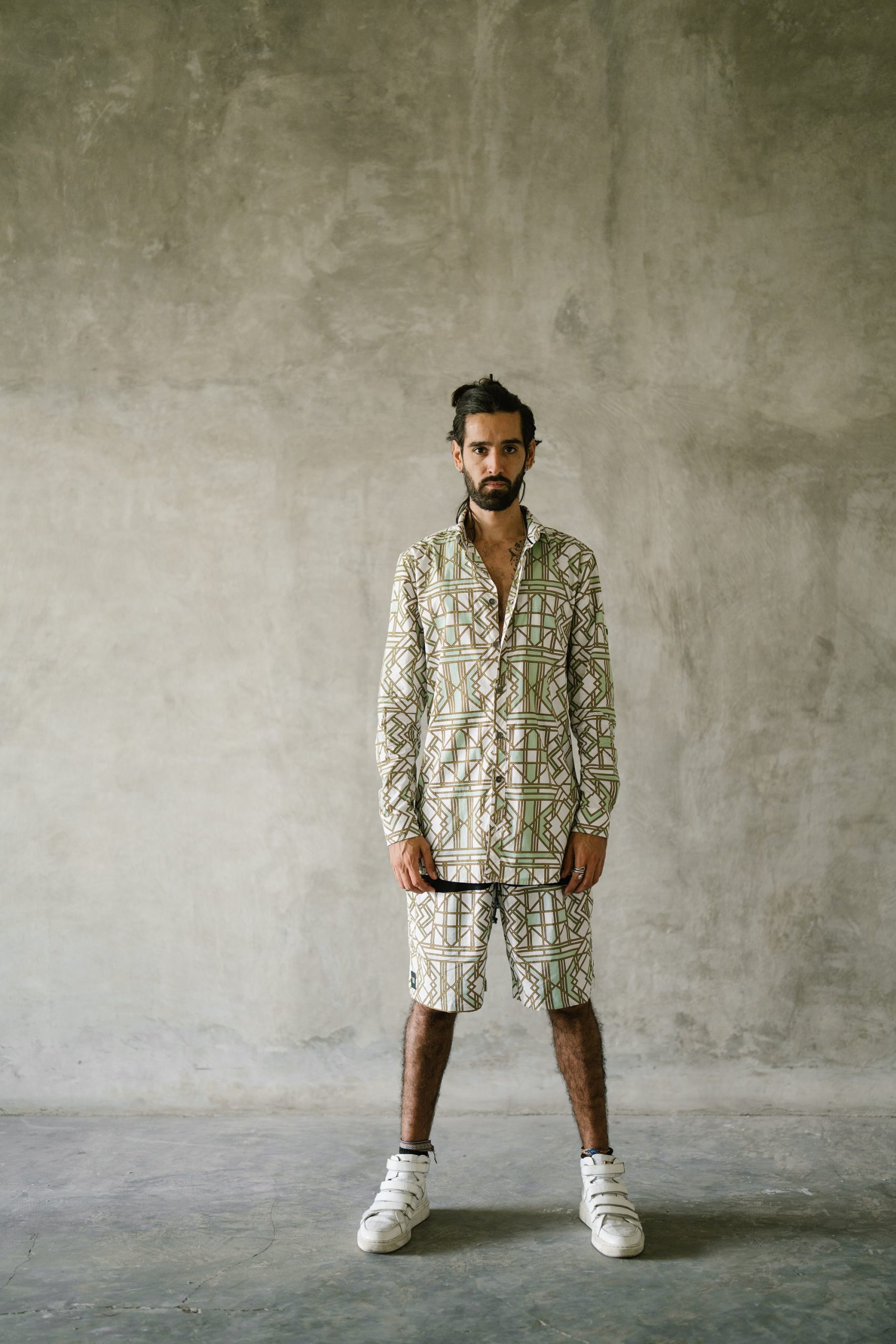 Men's Organic Cotton Geometric Shirt: Bohemian Festival Style