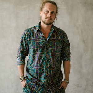 Men's Geometric Print Buttonup Shirt: Tribal Festival Cotton