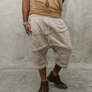 Men's Drop Crotch Cotton Terry Shorts: Boho Festival