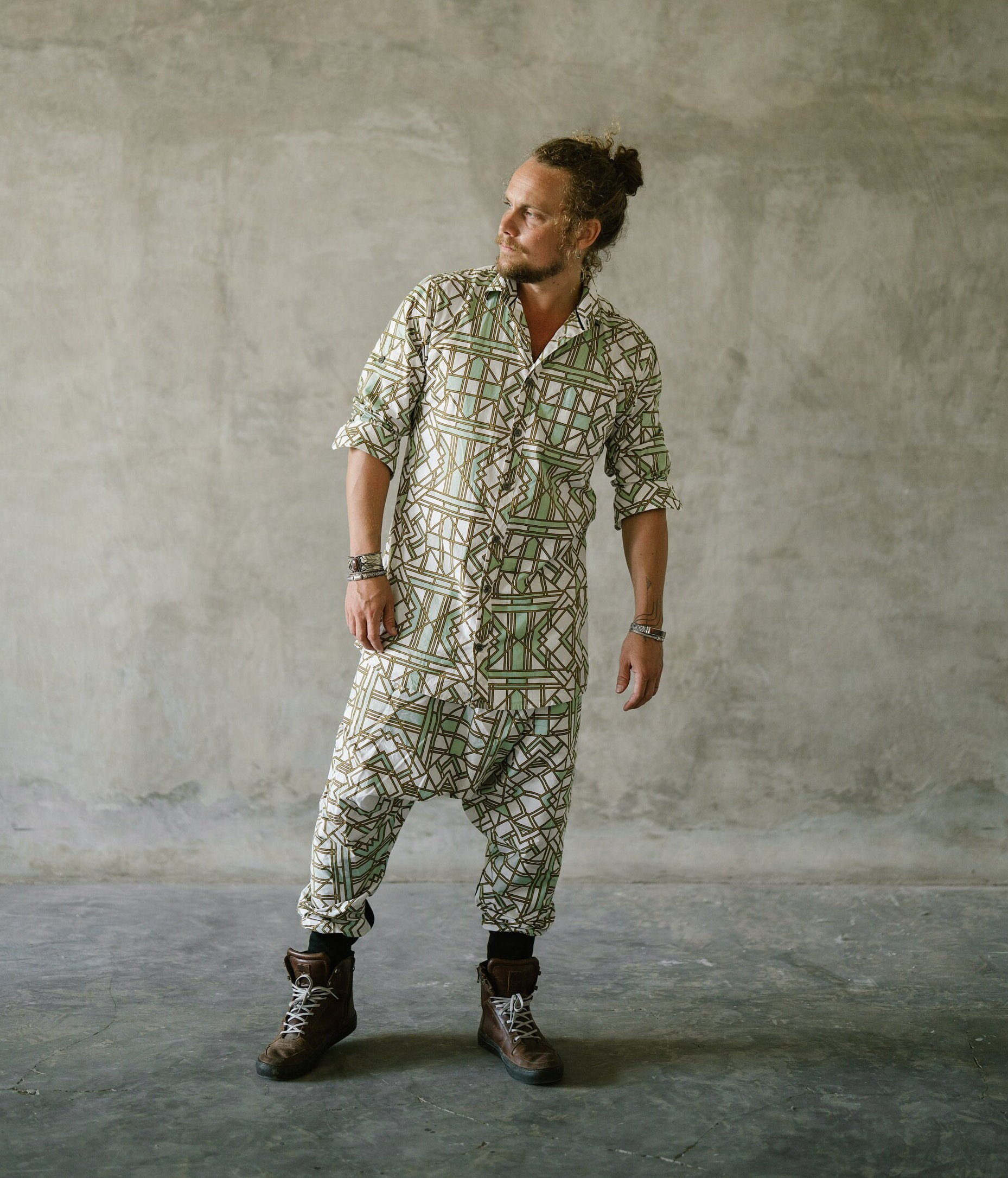 Men's Organic Cotton Geometric Shirt: Bohemian Festival Style