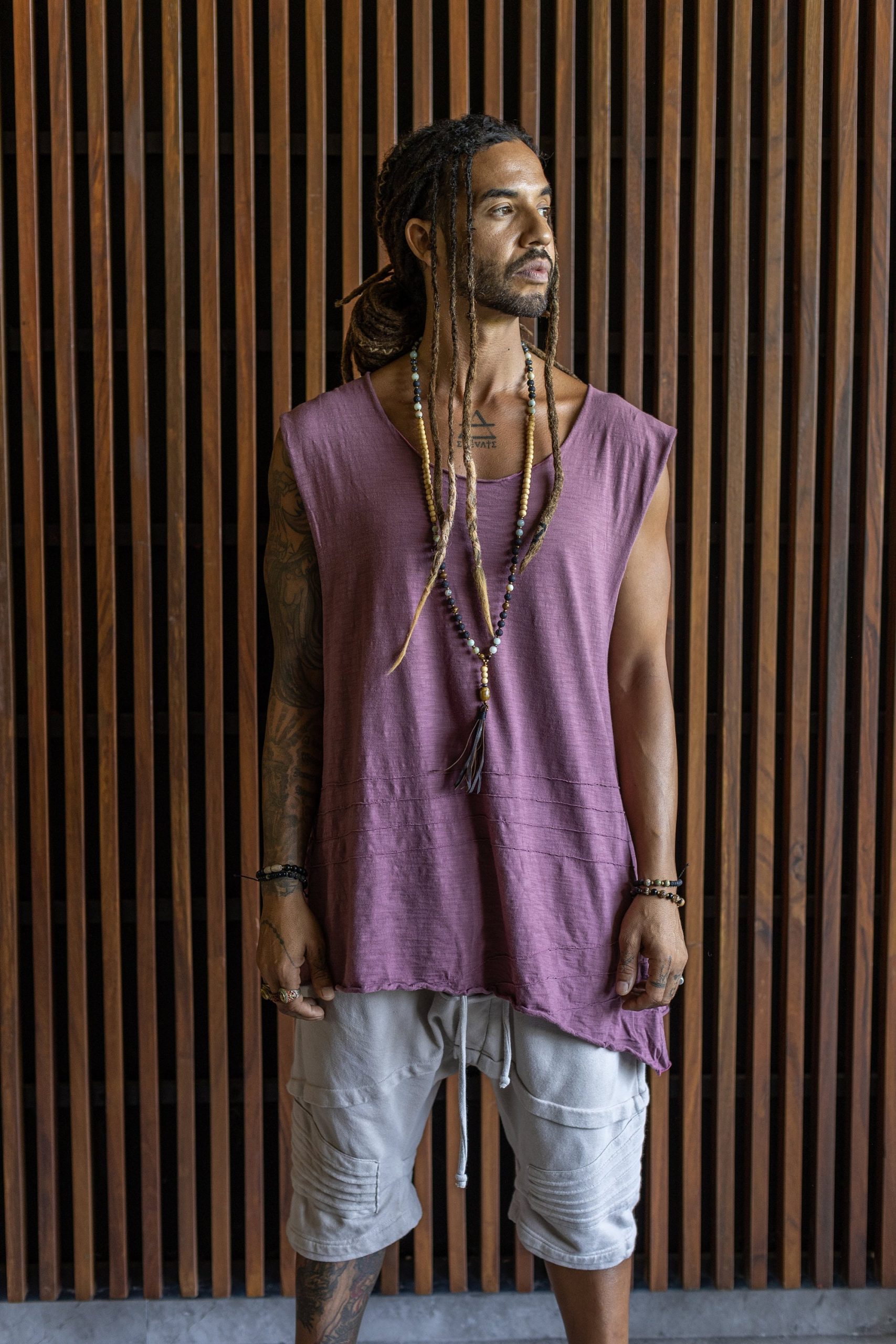 Men's Drop Crotch Cotton Terry Shorts: Boho Festival