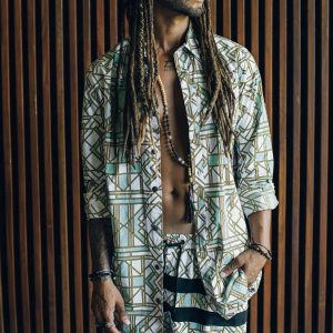 Men's Organic Cotton Geometric Shorts: Boho Beach Festival