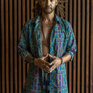 Men's Geometric Print Buttonup Shirt: Tribal Festival Cotton