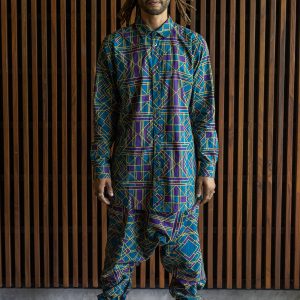 Men's Geometric Print Buttonup Shirt: Tribal Festival Cotton