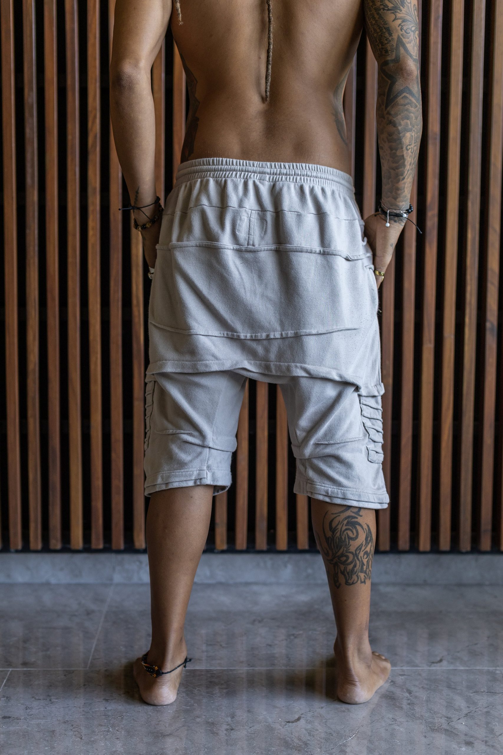 Men's Drop Crotch Cotton Terry Shorts: Boho Festival