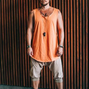 Organic Cotton Sleeveless Shirt: Asymmetric Yoga Tank Top