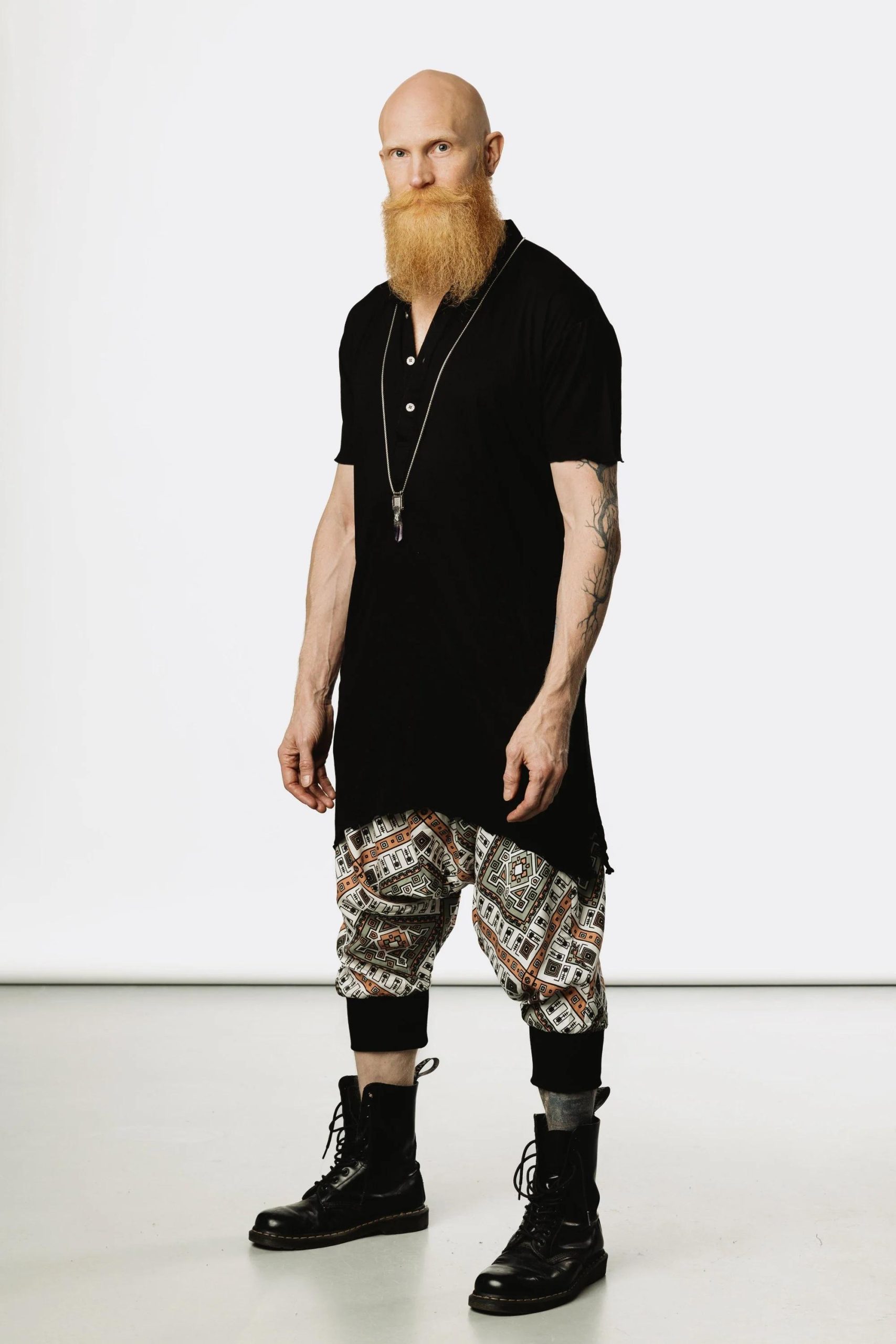 Men's Bamboo Kurta Shirt: Asymmetrical Boho Tunic Top