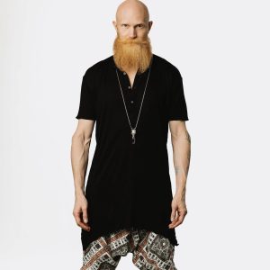 Men's Bamboo Kurta Shirt: Asymmetrical Boho Tunic Top