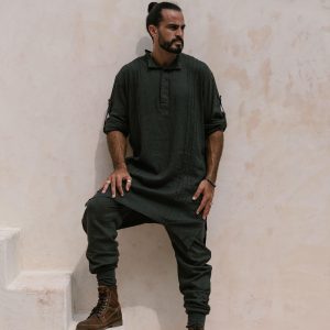 Kaftan Oversized Linen Kurta: Handmade Boho Shirt