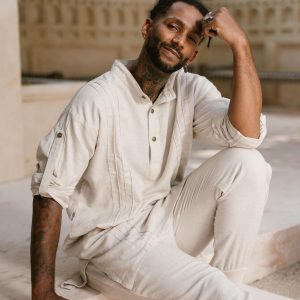 Kaftan Oversized Linen Kurta: Handmade Boho Shirt