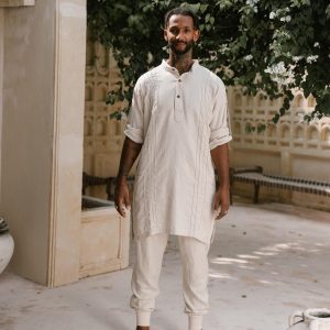 Kaftan Oversized Linen Kurta: Handmade Boho Shirt