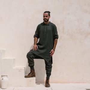 Kaftan Oversized Linen Kurta: Handmade Boho Shirt