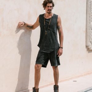 Kelo Stonewashed Cotton Shorts: Bohemian Postapocalyptic Style