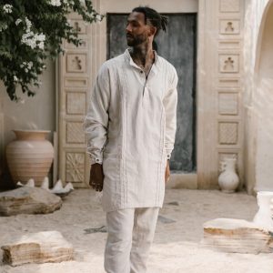 Kaftan Oversized Linen Kurta: Handmade Boho Shirt