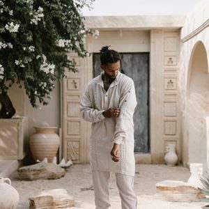Kaftan Oversized Linen Kurta: Handmade Boho Shirt