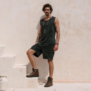 Kelo Stonewashed Cotton Shorts: Bohemian Postapocalyptic Style