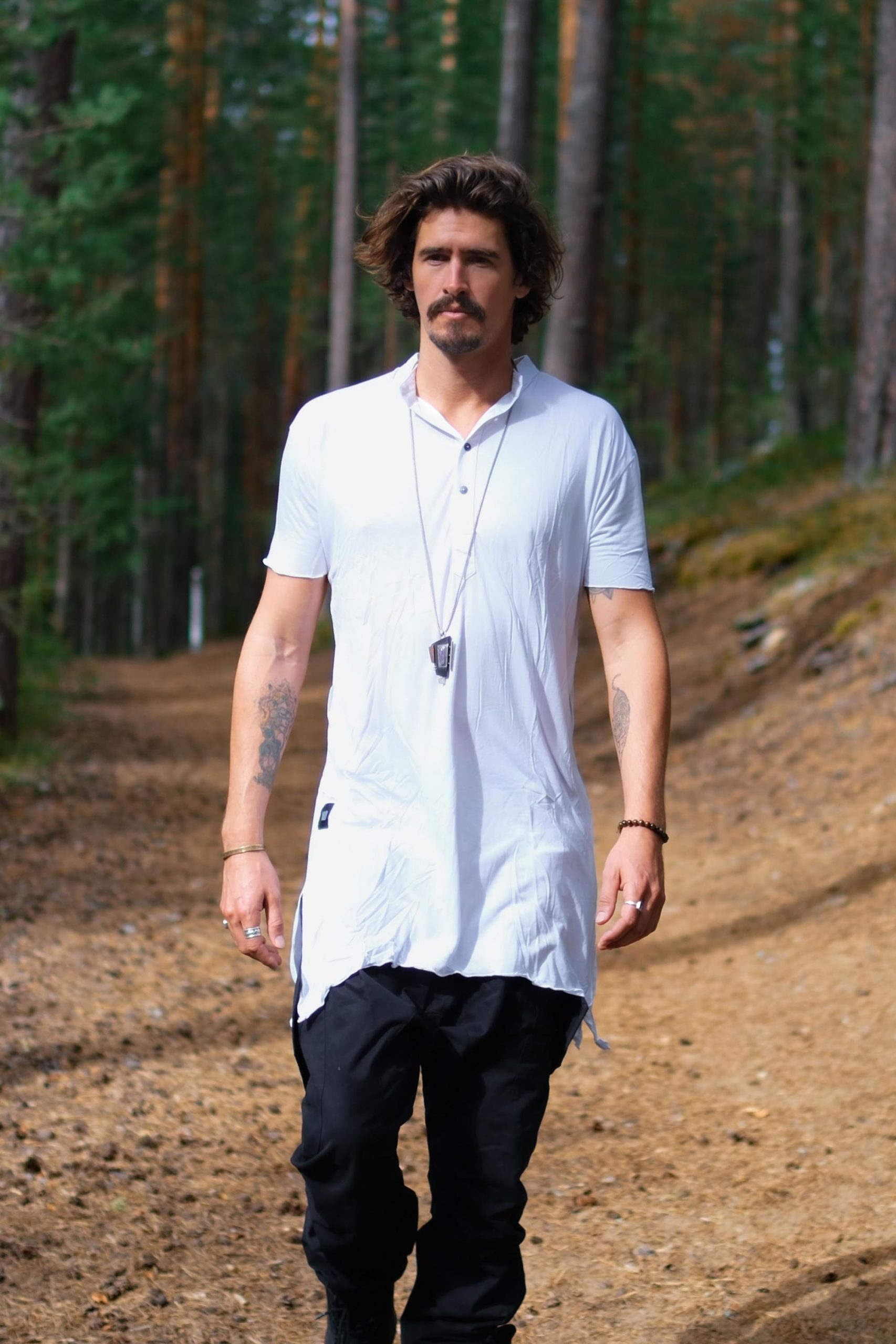 Men's Bamboo Kurta Shirt: Asymmetrical Boho Tunic Top