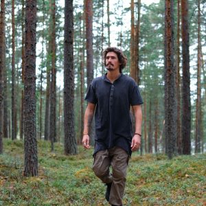 Men's Bamboo Kurta Shirt: Asymmetrical Boho Tunic Top