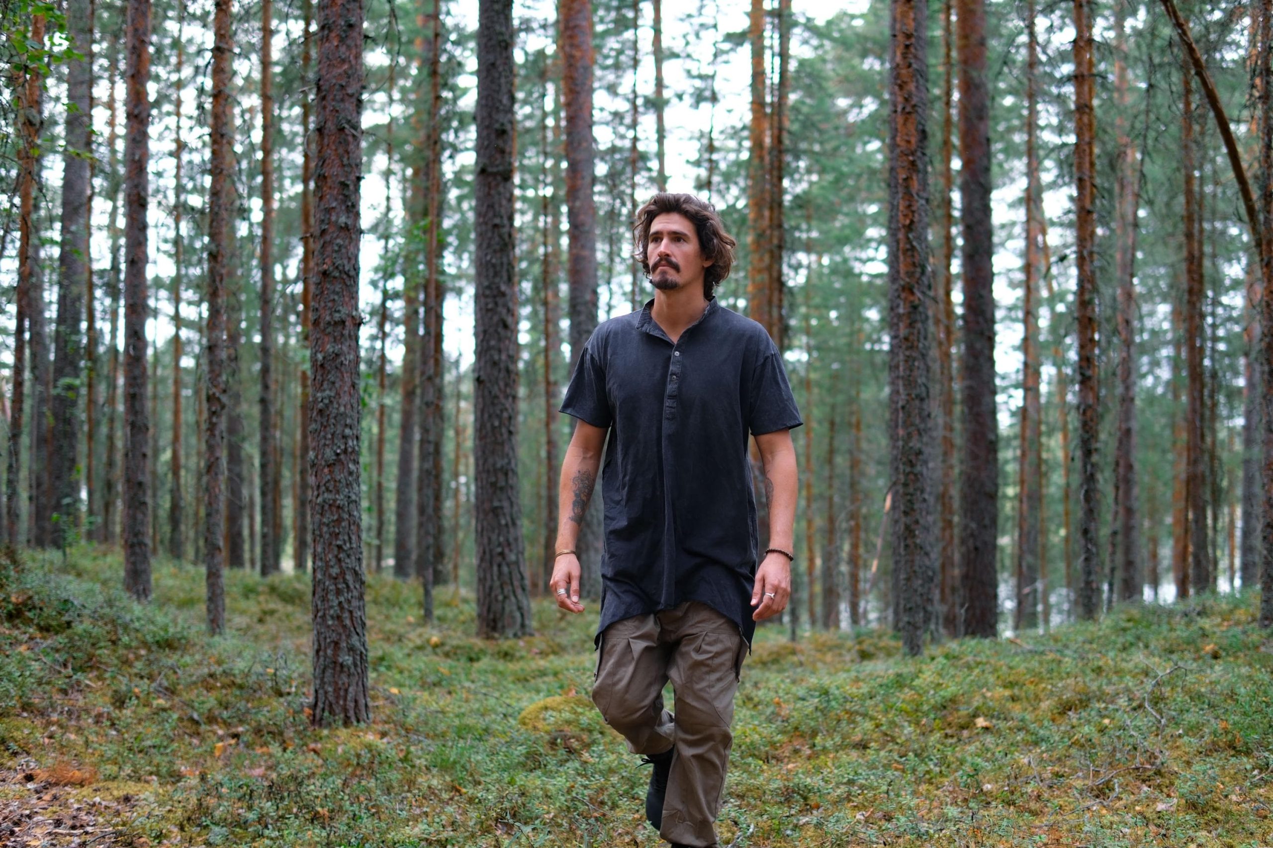 Men's Bamboo Kurta Shirt: Asymmetrical Boho Tunic Top